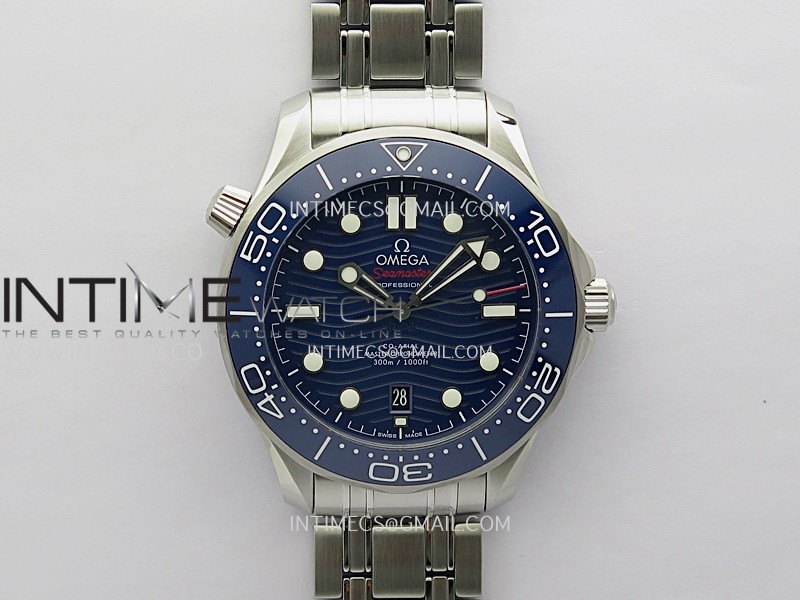 Seamaster Diver 300M Blue Ceramic Bezel V4 VSF 1:1 Best Edition Blue Dial On SS Bracelet Super Clone Asian 8800