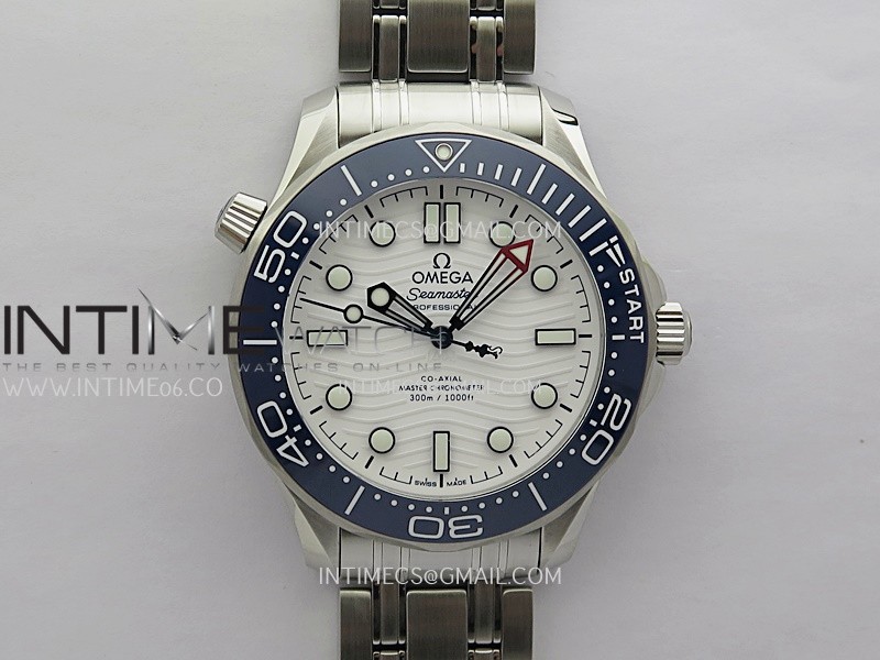 Seamaster Diver 300M Americas Cup SS V4 VSF 1:1 Best Edition White Wave Ceramic Dial On SS Bracelet Super Clone Asian 8800