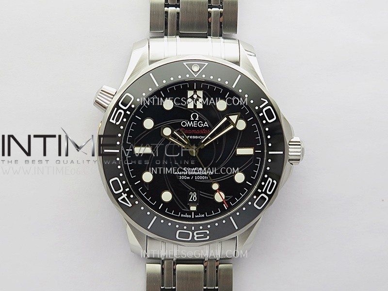 Seamaster Diver 300M 007 SS V4 VSF 1:1 Best Edition Black Wave Textured Dial On SS Bracelet Super Clone Asian 8800