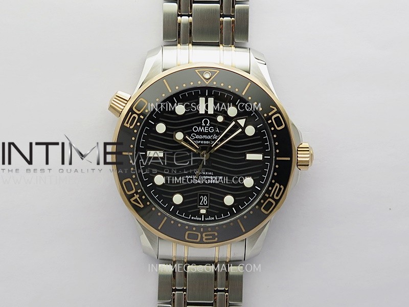 Seamaster Diver 300M Black Ceramic Bezel SS/RG V4 VSF 1:1 Best Edition Green Dial On SS/RG Bracelet Super Clone Asian 8800