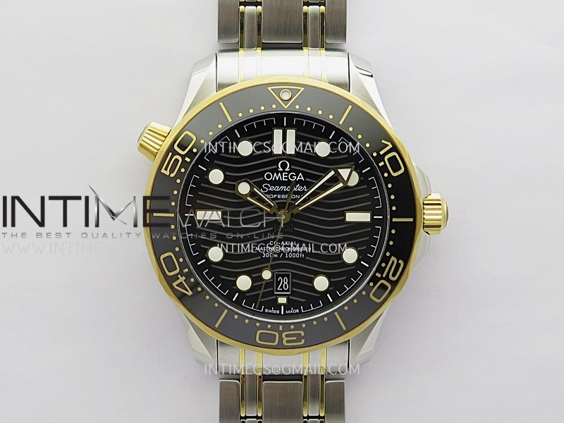 Seamaster Diver 300M Black Ceramic Bezel SS/YG V4 VSF 1:1 Best Edition Black Dial On SS/YG Bracelet Super Clone Asian 8800