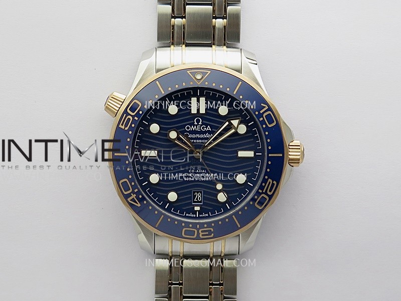 Seamaster Diver 300M Blue Ceramic Bezel SS/RG V4 VSF 1:1 Best Edition Blue Dial On SS/RG Bracelet Super Clone Asian 8800