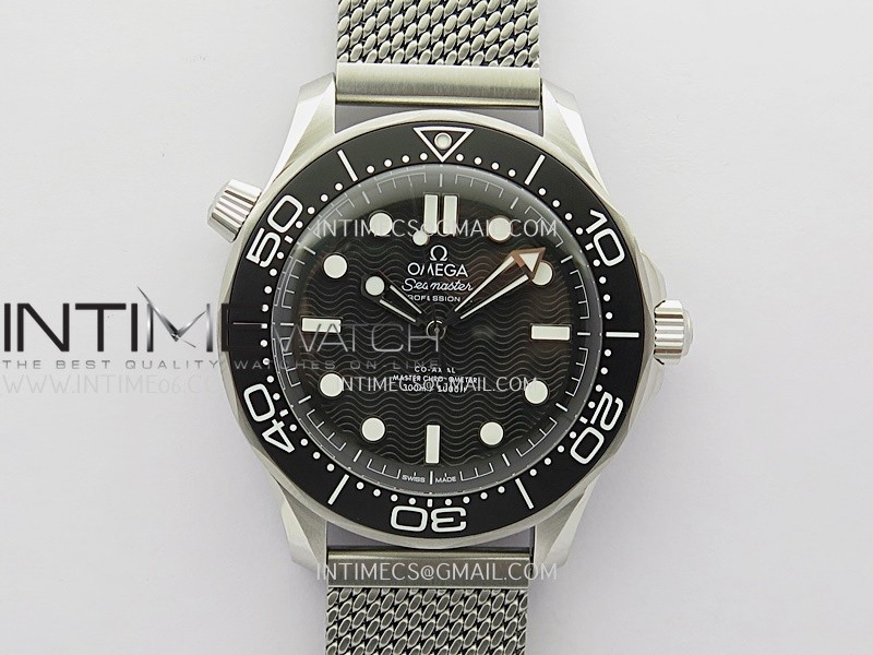Seamaster 300M 42mm SS VSF Best Edition Black Dial On Mesh Bracelet A8806