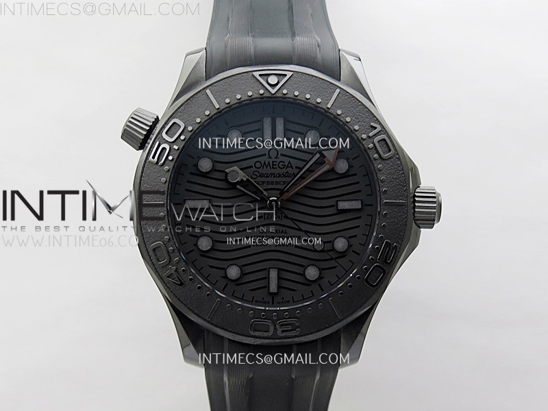 Seamaster 300m 43.5mm Black Ceramic VSF 1:1 Best Edition Black Dial on Black Rubber Strap A8806