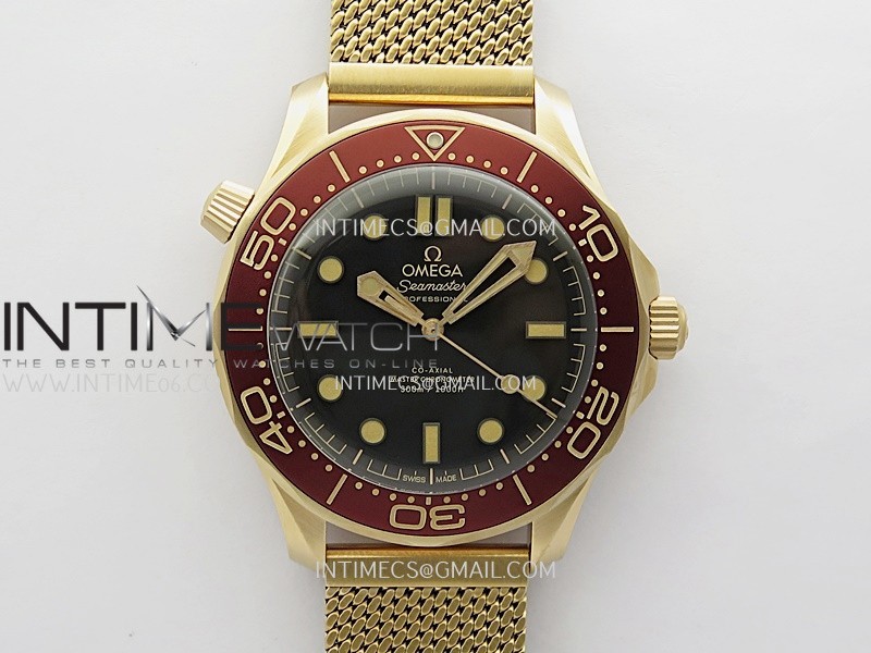 Seamaster 300M Diver Rose Gold VSF 1:1 Best Edition Black Dial on Mesh Bracelet A8806