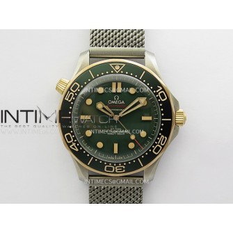 Seamaster 300M Diver Titanium/Bronze Gold VSF 1:1 Best Edition Green Dial on Titanium Mesh Bracelet Asian Super Clone 8806