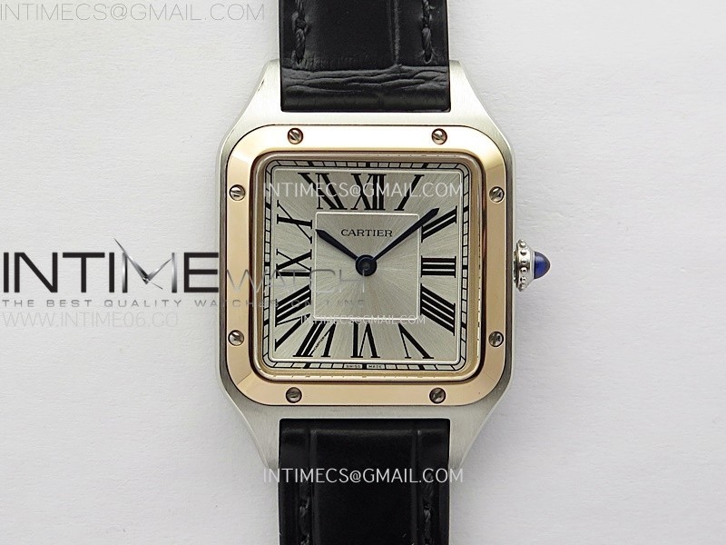 Santos Dumont 38mm SS/RG F1F Best Edition Silver Dial on Black Leather Strap Quartz