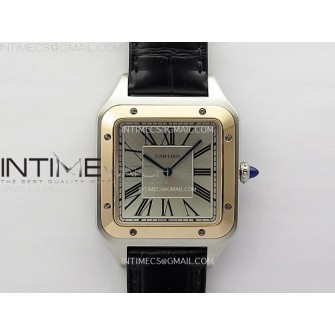 Santos Dumont 46.6mm SS/RG F1F Best Edition Silver Dial on Black Leather Strap Quartz