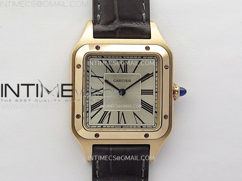 Santos Dumont 43.5mm RG F1F Best Edition Silver Dial on Brown Leather Strap Quartz