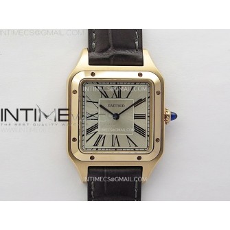 Santos Dumont 43.5mm RG F1F Best Edition Silver Dial on Brown Leather Strap Quartz