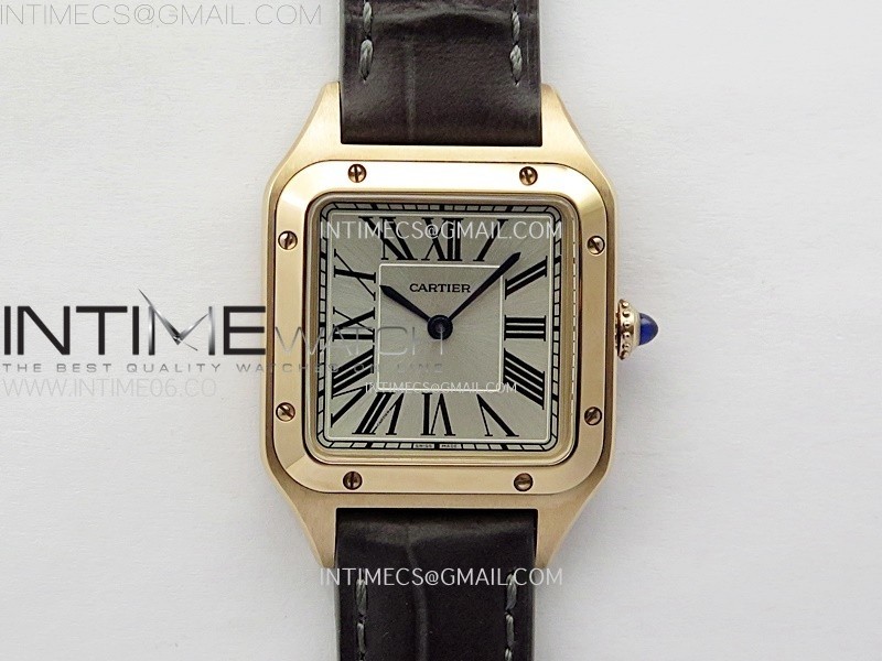 Santos Dumont 38mm RG F1F Best Edition Silver Dial on Black Leather Strap Quartz