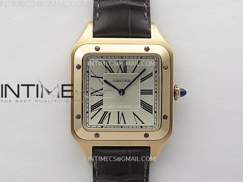 Santos Dumont 46.6mm RG F1F Best Edition Silver Dial on Brown Leather Strap Quartz