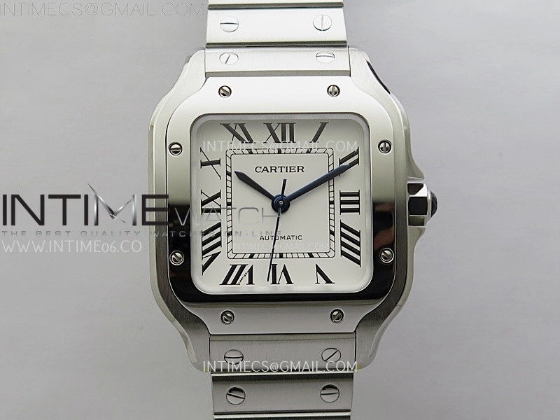 Santos de Cartier 35mm SS BVF 1:1 Best Edition White Dial on SS SmartLinks Bracelet MIYOTA 9015