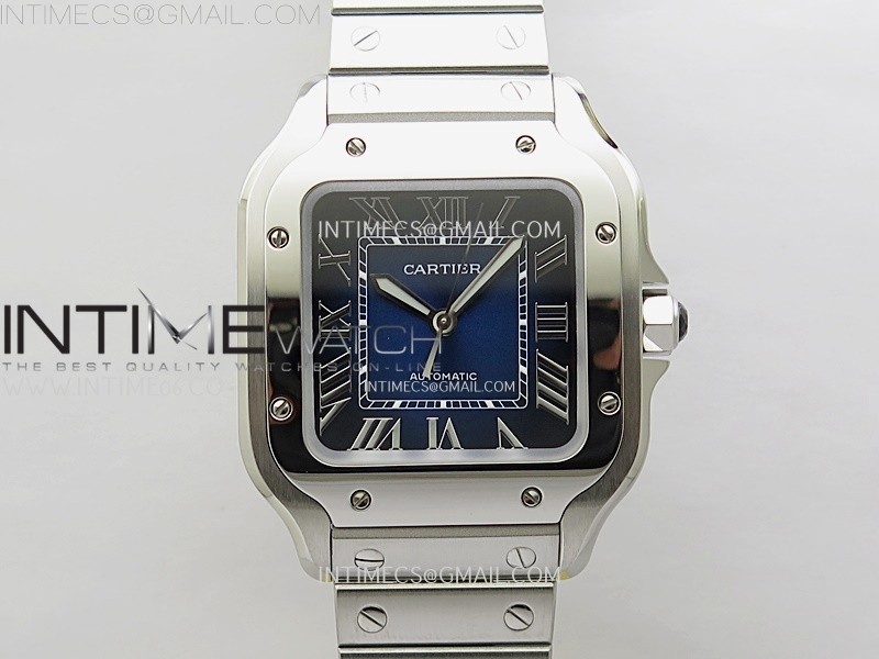 Santos de Cartier 35mm SS BVF 1:1 Best Edition Blue Dial on SS SmartLinks Bracelet MIYOTA 9015