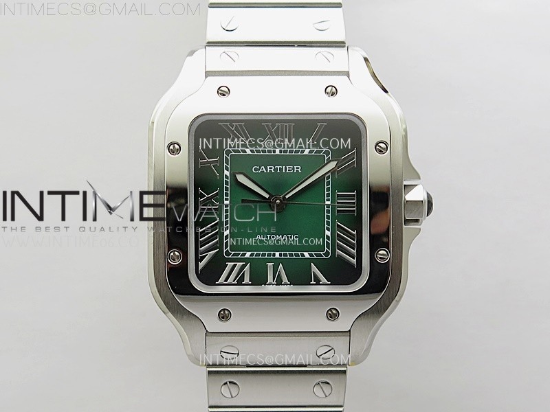 Santos de Cartier 35mm SS BVF 1:1 Best Edition Green Dial on SS SmartLinks Bracelet MIYOTA 9015