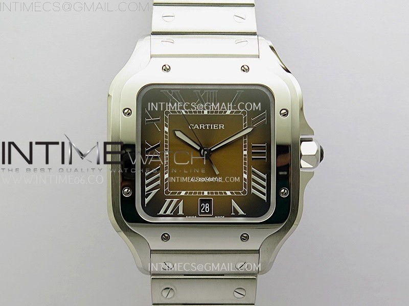 Santos de Cartier 40mm SS BVF 1:1 Best Edition Brown Dial on SS SmartLinks Bracelet MIYOTA 9015