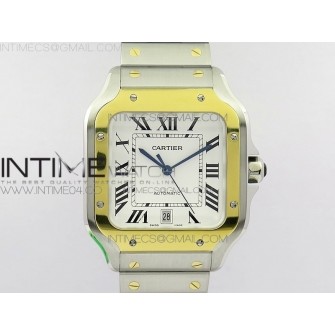 Santos de Cartier 40mm 2018 SS/YG BVF 1:1 Best Edition RG Bezel White Dial on SS/YG SmartLinks Bracelet MIYOTA 9015