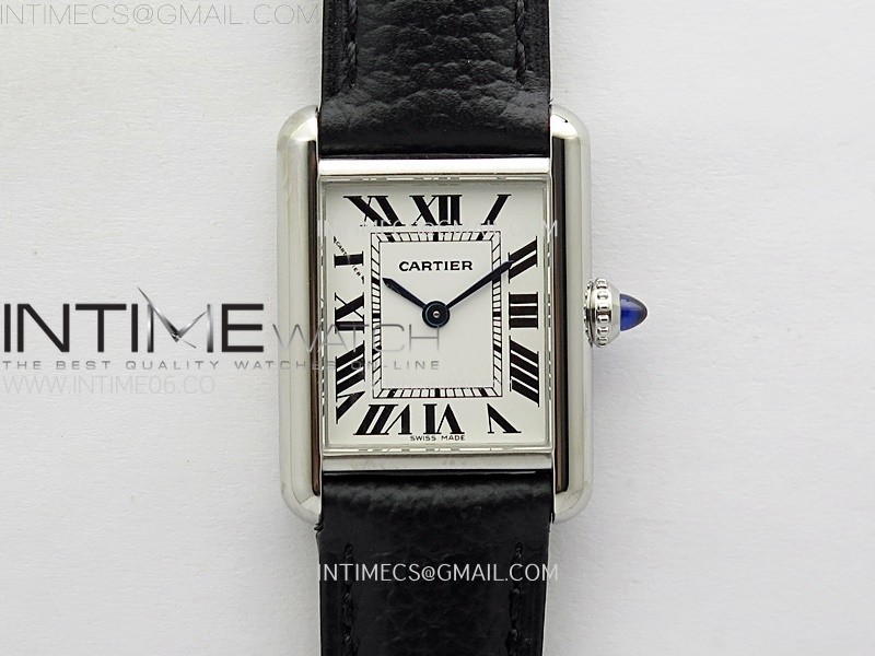 Tank Must Ladies 22mm SS AF 1:1 Best Edition White Dial on Black Leather Strap Ronda Quartz