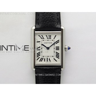 Tank Must Ladies 25mm SS AF 1:1 Best Edition White Dial on Black Leather Strap Ronda Quartz