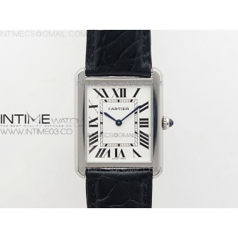 Tank Solo Ladies 28mm SS AF 1:1 Best Edition White Dial on Black Leather Strap Ronda Quartz