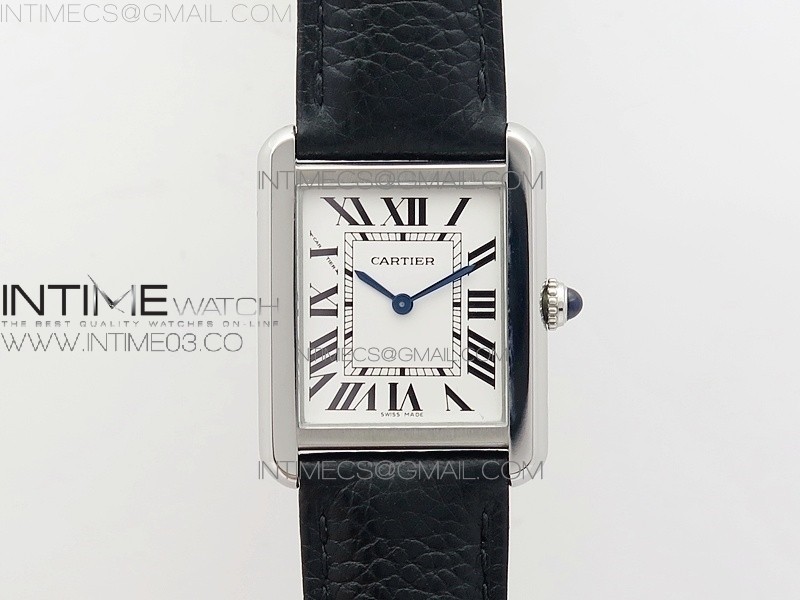 Tank Solo Ladies 25mm SS AF 1:1 Best Edition White Dial on Black Leather Strap Ronda Quartz