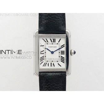 Tank Solo Ladies 25mm SS AF 1:1 Best Edition White Dial on Black Leather Strap Ronda Quartz