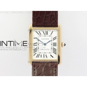 Tank Solo Ladies 28mm RG AF 1:1 Best Edition White Dial on Brown Leather Strap Ronda Quartz