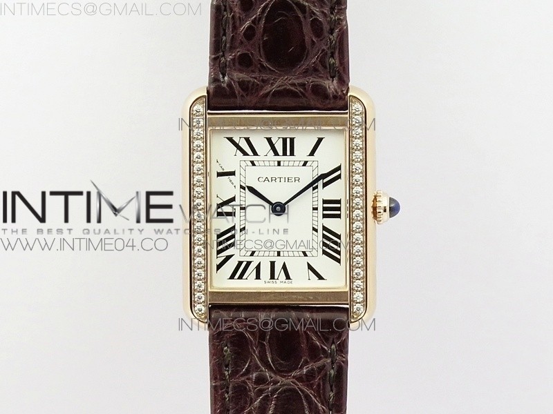 Tank Solo Ladies 25mm Dia Bezel RG AF 1:1 Best Edition White Dial on Brown Leather Strap Ronda Quartz