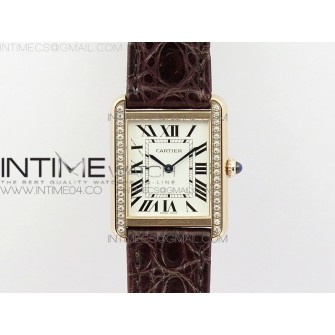 Tank Solo Ladies 25mm Dia Bezel RG AF 1:1 Best Edition White Dial on Brown Leather Strap Ronda Quartz