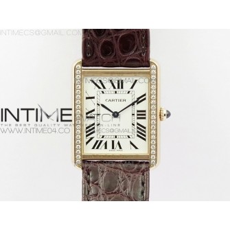 Tank Solo Ladies 28mm Dia Bezel RG AF 1:1 Best Edition White Dial on Brown Leather Strap Ronda Quartz