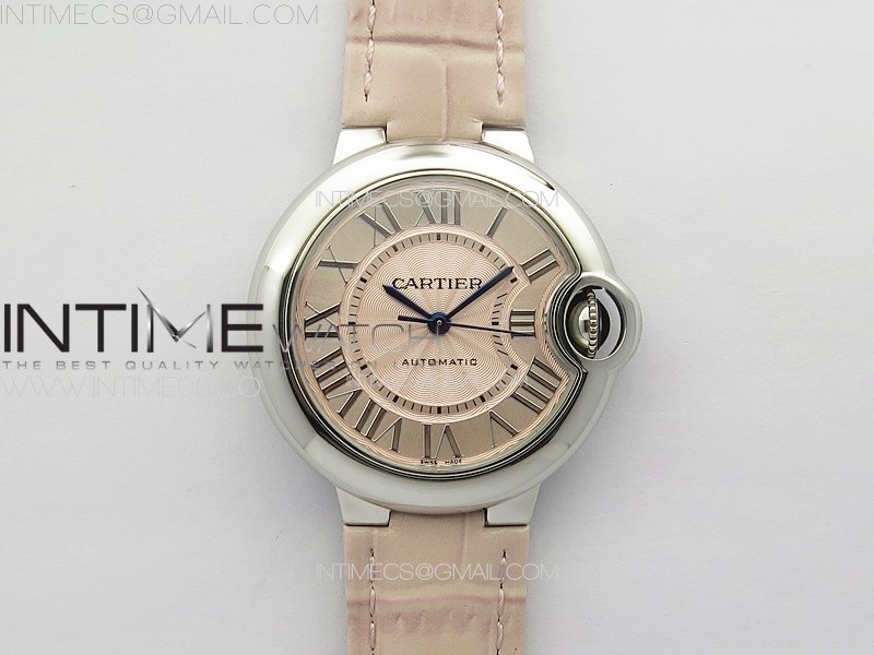 Ballon Bleu 33mm SS 3KF 1:1 Best Edition Pink Textured Dial on Pink Leather Strap A076
