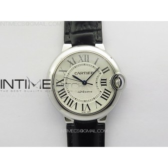 Ballon Bleu 36mm SS 3KF 1:1 Best Edition White Textured Dial on Black Leather Strap A076