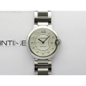 Ballon Bleu 36mm SS 3KF 1:1 Best Edition White Textured Dia Markers Dial on SS Bracelet A076