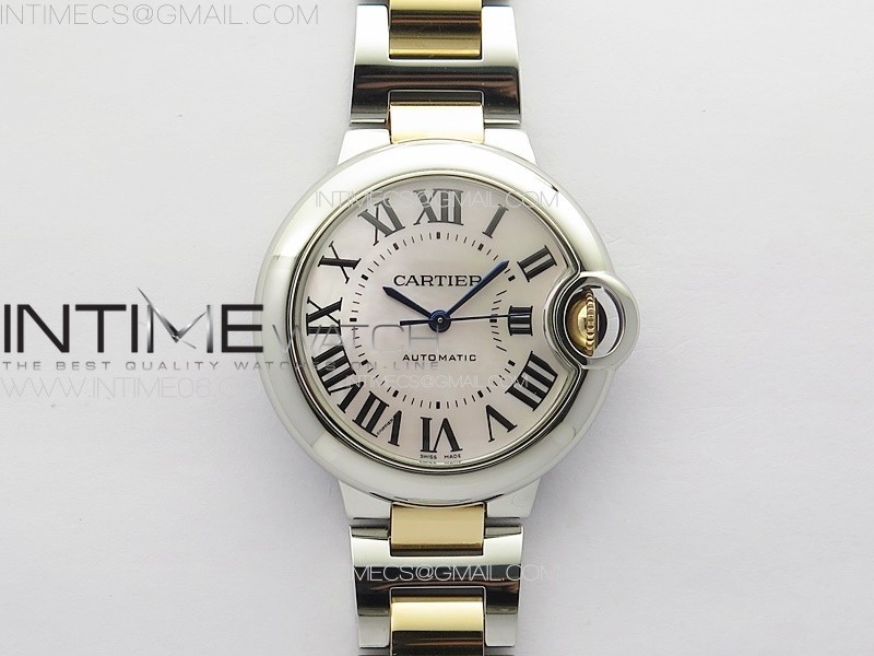 Ballon Bleu 33mm SS/RG 3KF 1:1 Best Edition White MOP Dial on SS Bracelet A076