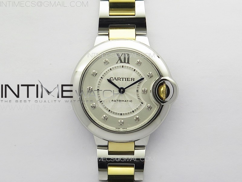 Ballon Bleu 33mm SS/YG 3KF 1:1 Best Edition White Textured Dia Markers Dial on SS Bracelet A076
