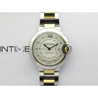 Ballon Bleu 33mm SS/YG 3KF 1:1 Best Edition White Textured Dia Markers Dial on SS Bracelet A076