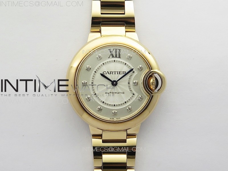 Ballon Bleu 33mm RG 3KF 1:1 Best Edition White Textured Dia Markers Dial on SS Bracelet A076