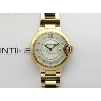 Ballon Bleu 33mm RG 3KF 1:1 Best Edition White Textured Dia Markers Dial on SS Bracelet A076