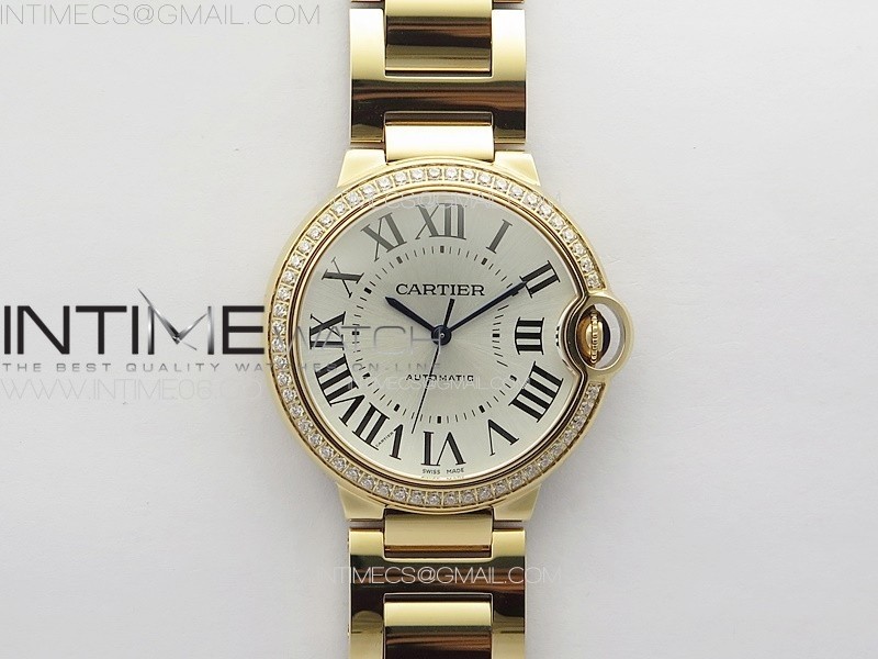 Ballon Bleu 36mm Diamonds Bezel RG 3KF 1:1 Best Edition White Textured Dial on SS Bracelet A076
