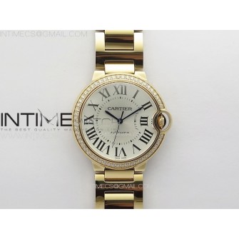 Ballon Bleu 36mm Diamonds Bezel RG 3KF 1:1 Best Edition White Textured Dial on SS Bracelet A076