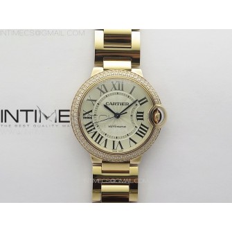 Ballon Bleu 36mm Double Diamonds Bezel RG 3KF 1:1 Best Edition White Textured Dial on SS Bracelet A076