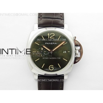 PAM1329 Y SS VSF 1:1 Best Edition Green Sun Dial on Black Leather Strap Asian P900