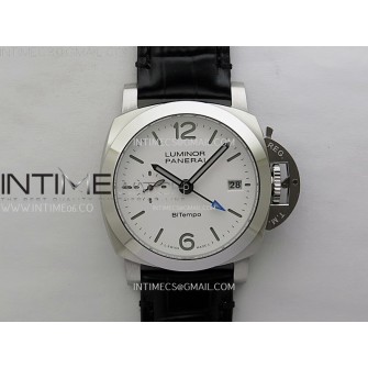 PAM1367 Z GMT SS VSF 1:1 Best Edition White Dial on Black Leather Strap Asian P900