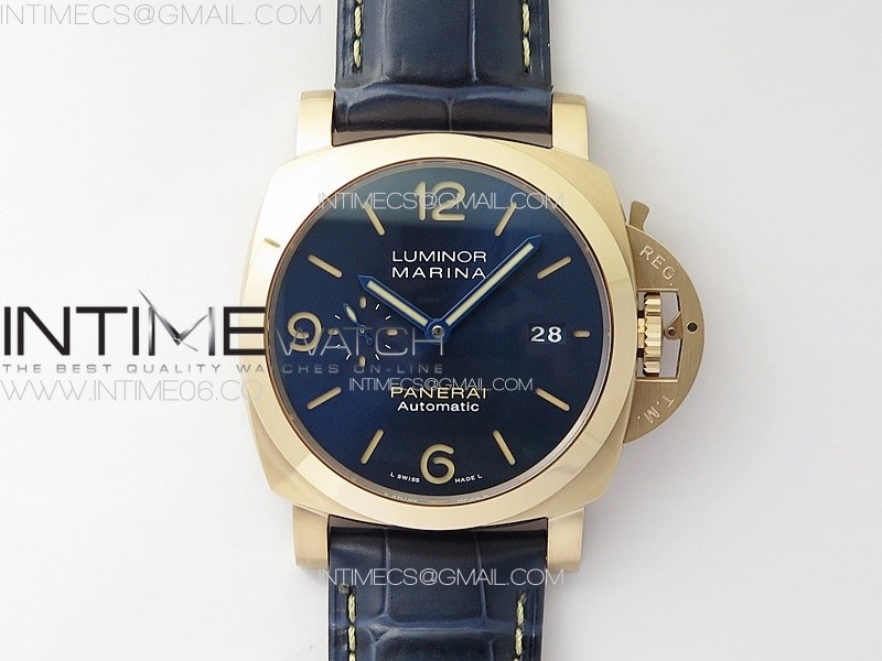 Pre Order PAM1114  RG VSF 1:1 Best Edition Blue Dial on Blue Leather Strap P.9010 Super Clone
