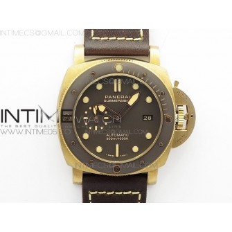 PAM 968 Real Bronzo Case Real Brown Ceramic Bezel VSF 1:1 Best Edition on Brown Distressed Calfskin Strap VSP9000