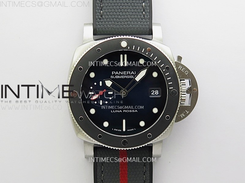 PAM1565 Luna Rossa Submersible 42mm VSF 1:1 Best Edition Blue Dial On Blue Fabric Strap P900