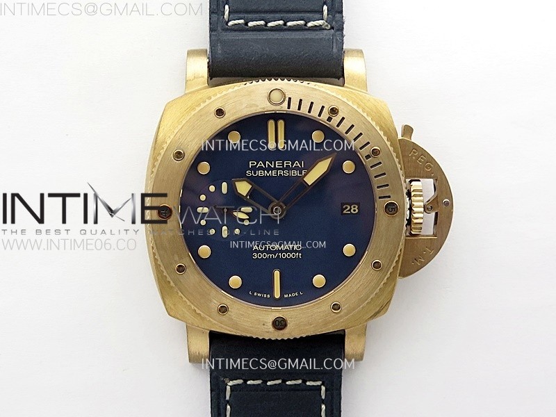 PAM1074 W Bronzo VSF 1:1 Best Edition Blue Dial on Blue Calfskin Strap P.900 Clone