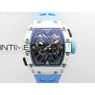 RM035-03 White Carbon/Blue Crown Z Factory Skeleton Dial on Blue Rubber Strap Asian Skeleton movement
