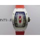 RM07 Paved Diamonds Bezel SS ZF Best Edition Diamonds Skeleton Dial On Red Rubber Strap Asian CRMA2 Clone