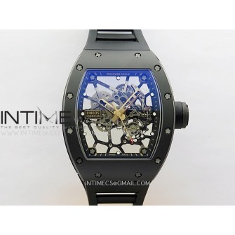 RM035 Americas Manual RG/Black Ceramic ZF 1:1 Best Edition Skeleton Dial On Black Rubber Strap Super Clone RMUL1